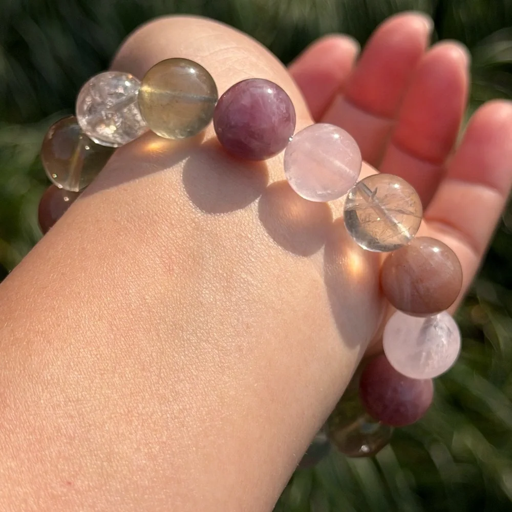 13.5mm‎ stretchable multi stone crystal bracelet 1070